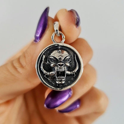 Motorhead Snaggletooth War Pig Pendant-Solid 925  Sterling Silver-Heavy Duty Design for the Ultimate Rockstar -