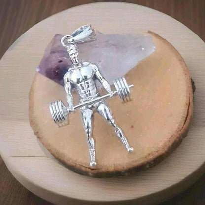 Handmade Sterling Silver Bodybuilder Pendant: Gym Gift