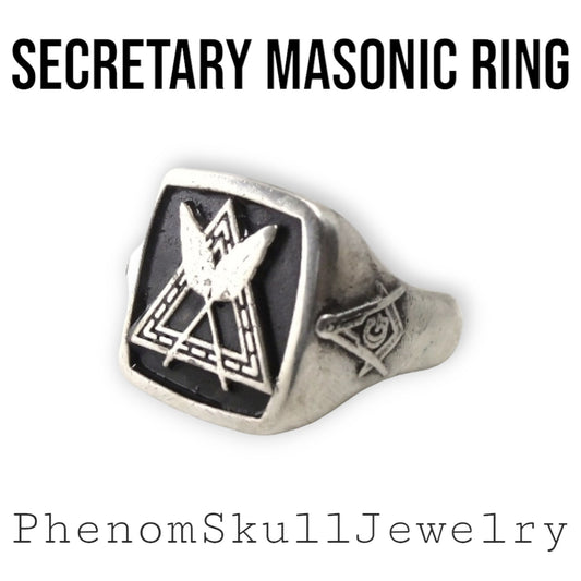 Handmade Gothic Sterling Silver Masonic Ring: Freemason Symbol