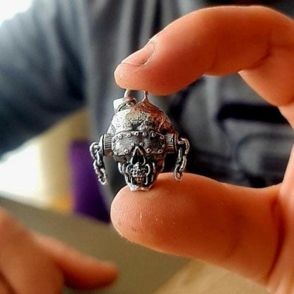 Handmade Sterling Silver Megadeth Vic Rattlehead Pendant: Heavy Metal Skull