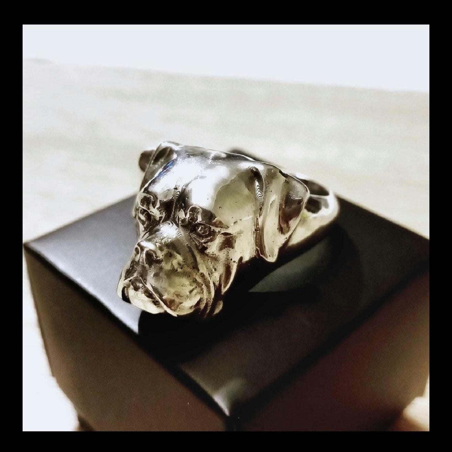 Handmade 925 Silver Boxer Dog Ring: Animal Lover Gift
