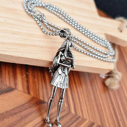 Oversized  school girl Necklace ,Cosplay anime girl ,Cartoon style,  statement 8 cm 5 in