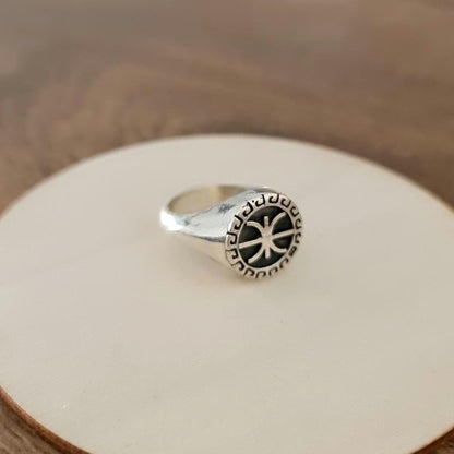 Delfic Epsilon Ring-925 Sterling Silver-Powerful Greek Symbol of Wisdom and Inspiration -