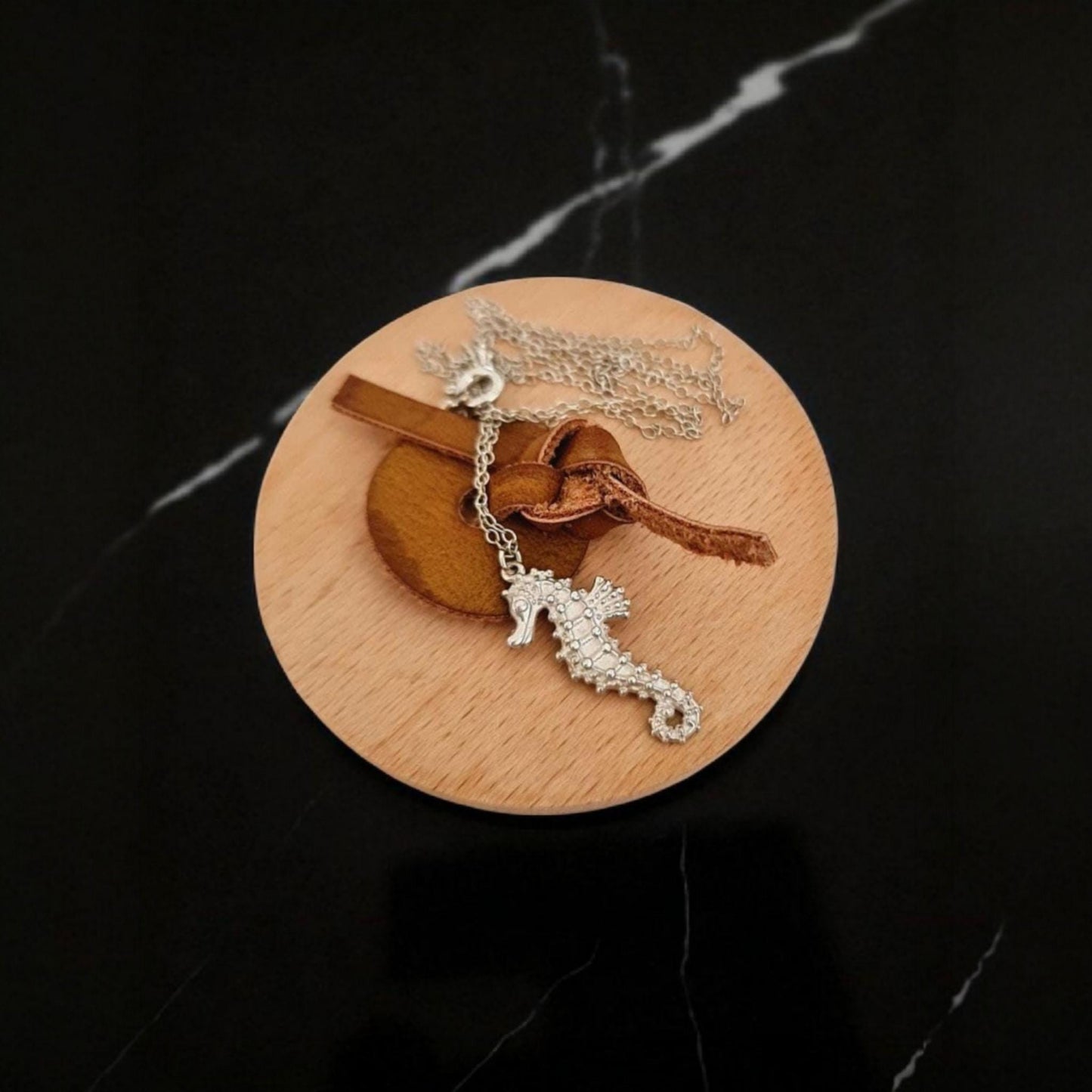 Handmade Sterling Silver Sea Horse Necklace: Oceanic Jewelry Gift