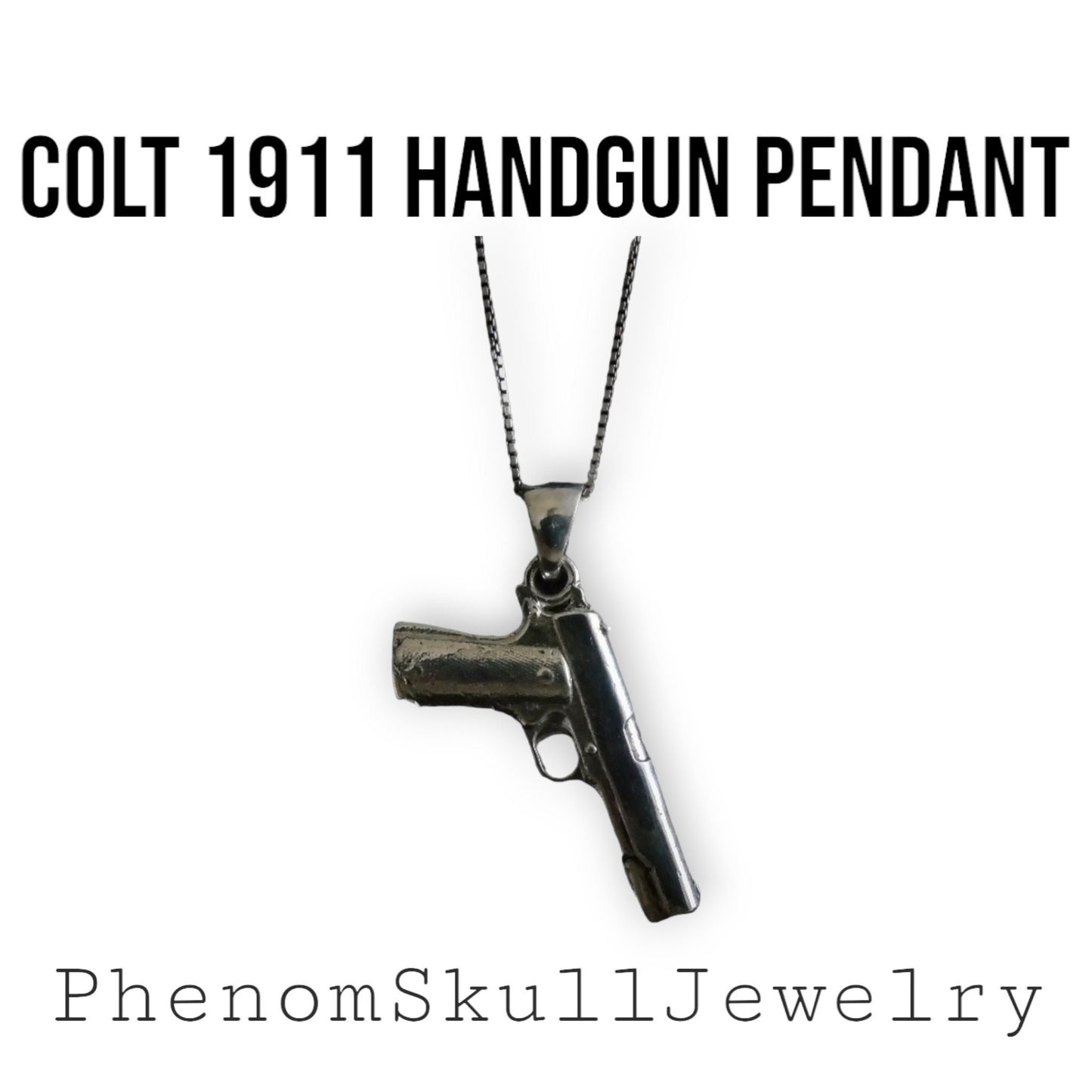 Gun Pendant / Colt 1911 Handgun / Rapper Necklace Jewelry / Hip Hop Silver/Gift for Rapper Boy/