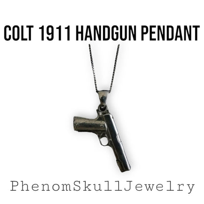 Gun Pendant / Colt 1911 Handgun / Rapper Necklace Jewelry / Hip Hop Silver/Gift for Rapper Boy/