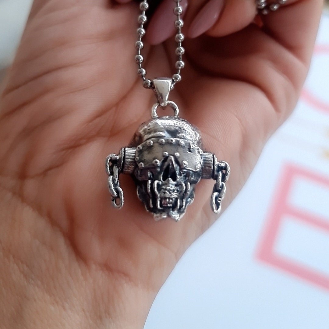 Handmade Sterling Silver Megadeth Vic Rattlehead Pendant: Heavy Metal Skull