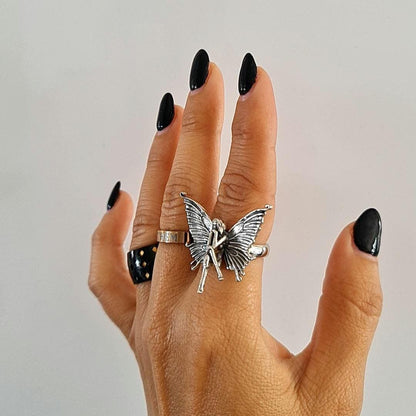 Statement Fairy Princess figure Ring Sterling Silver Fairyland Faerie Ring