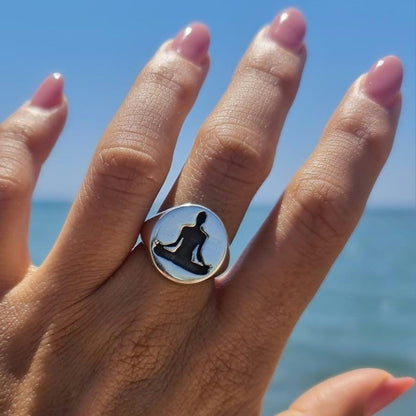 Handmade 925 Silver Yoga Ring: Meditation Pose Design