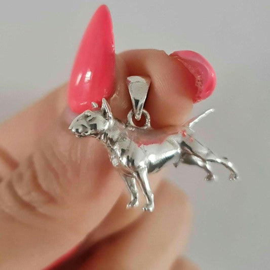 English bull Terrier figurine Pendant  anatomically accurate - Gift for bully Lovers-Solid Sterling Silver