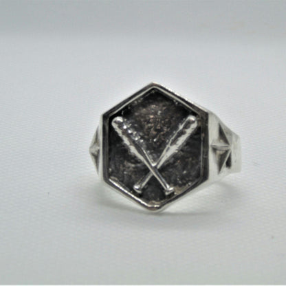 Baseball Spikes 925 Sterling Silver Ring - bold  Design - Biker Jewelry