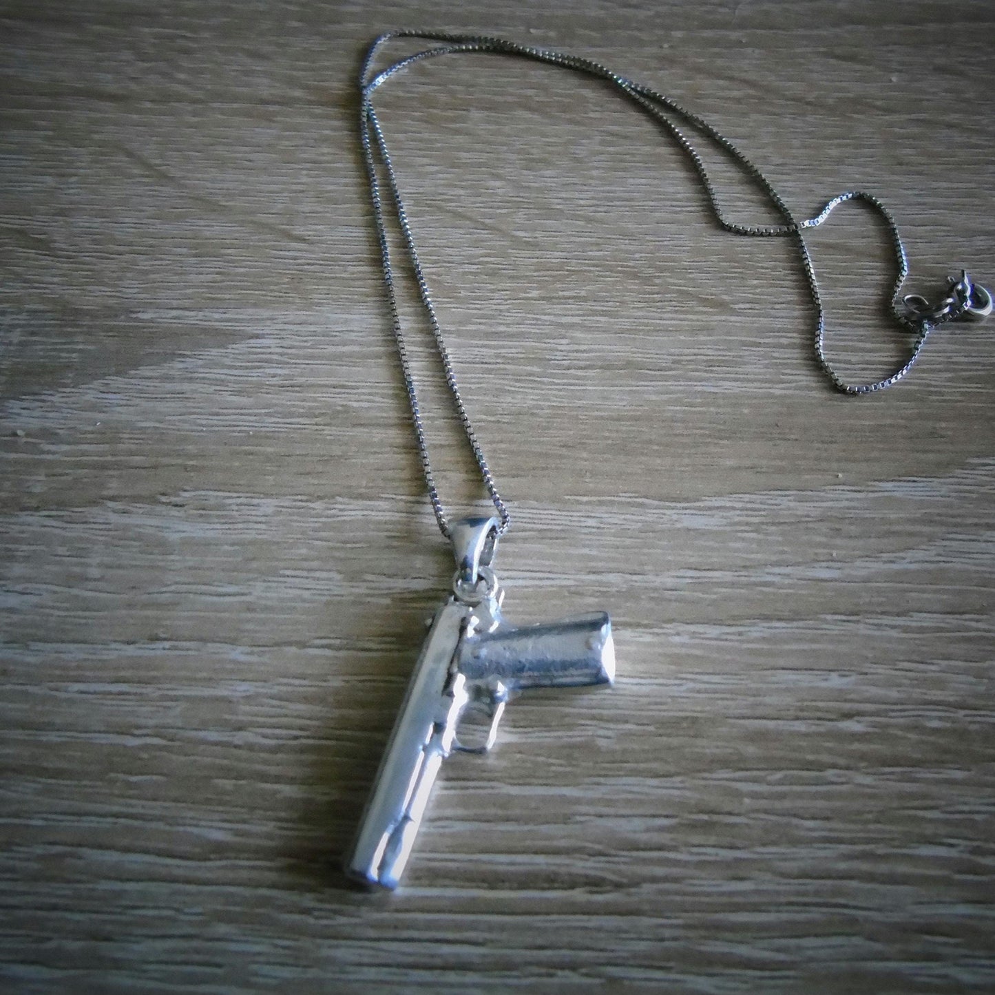 Gun Pendant / Colt 1911 Handgun / Rapper Necklace Jewelry / Hip Hop Silver/Gift for Rapper Boy/