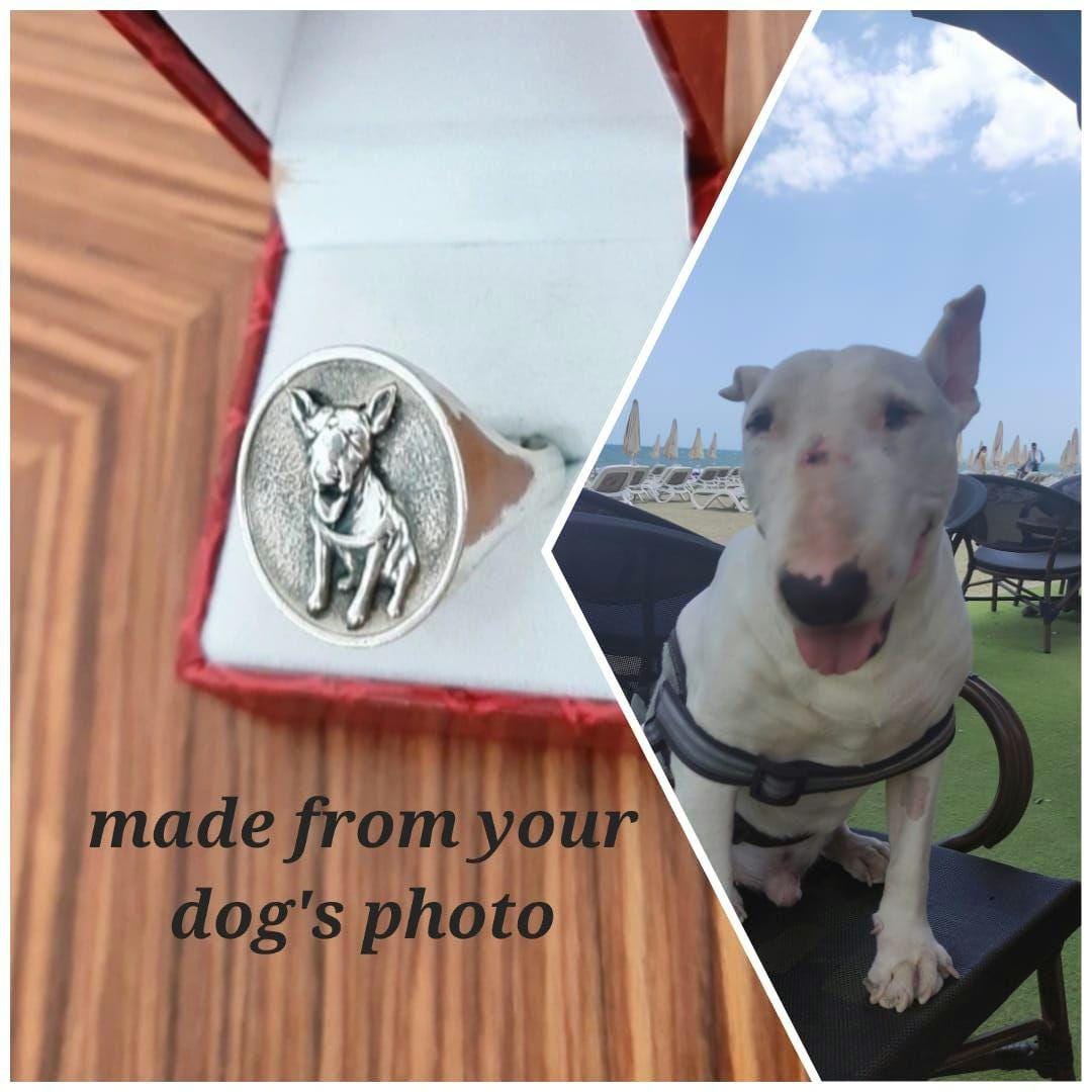 Custom Sterling Silver Dog Portrait Ring: Personalized Pet Keepsake