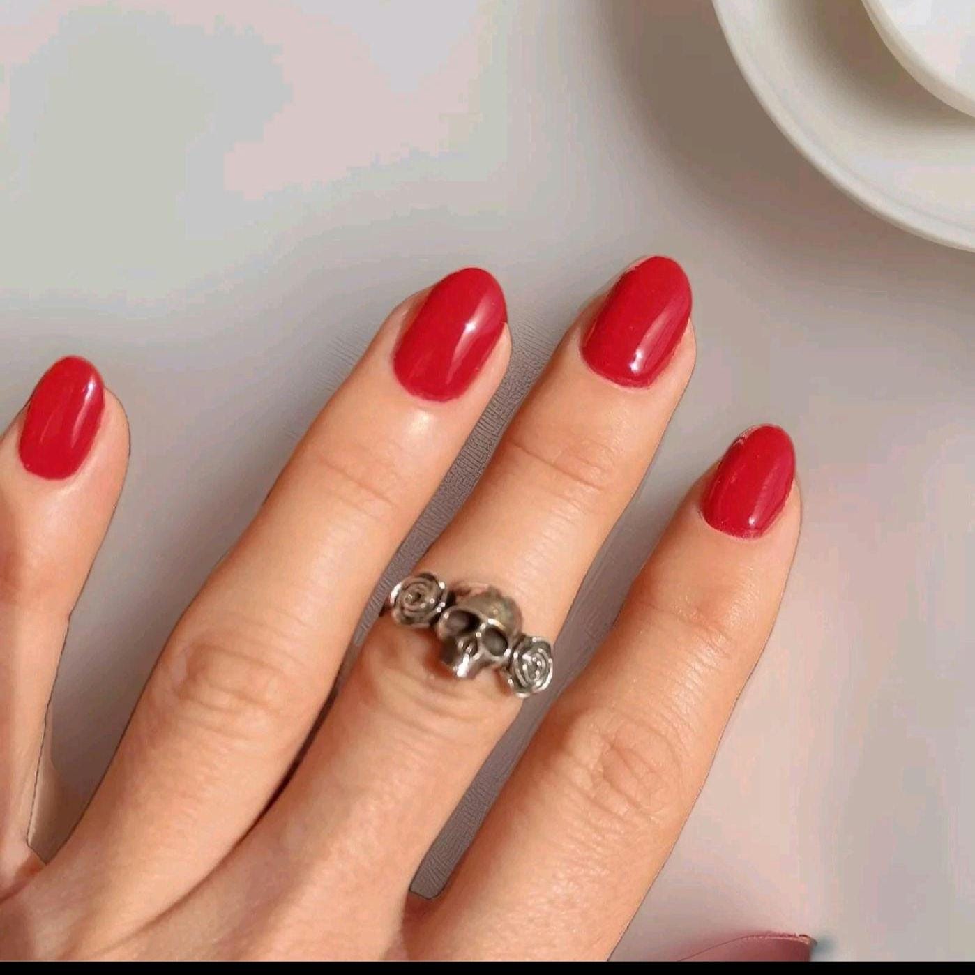 Handmade Sterling Silver Skull Ring with Roses: Edgy Gothic Jewelry