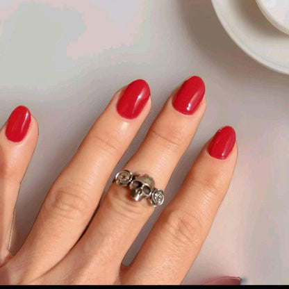Handmade Sterling Silver Skull Ring with Roses: Edgy Gothic Jewelry