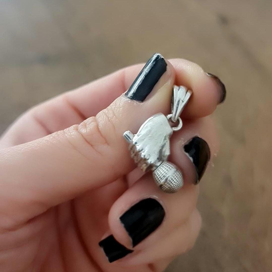Handmade Sterling Silver Microphone Pendant: Art Deco Music Lover Gift