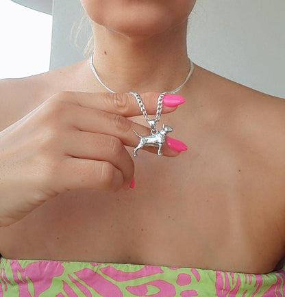 English bull Terrier figurine Pendant  anatomically accurate - Gift for bully Lovers-Solid Sterling Silver