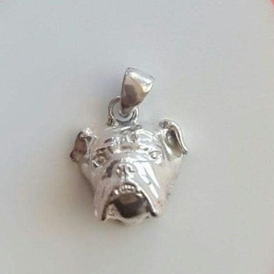 Handmade English Bulldog Pendant: Sculpted 925 Silver Dog Jewelry