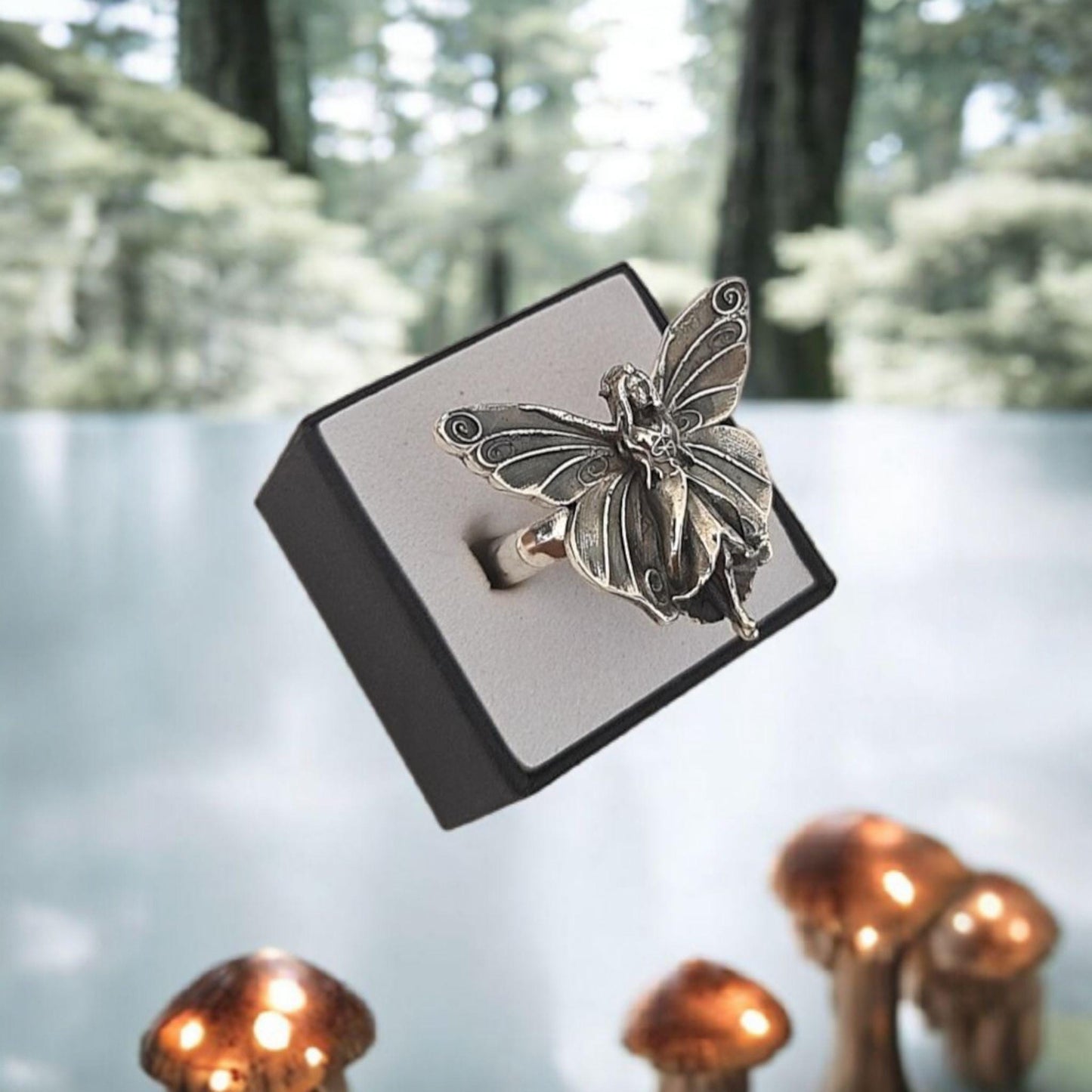 Dainty Fairy Statement Ring Fantasy Winged Faerie Princess ,Sterling Silver