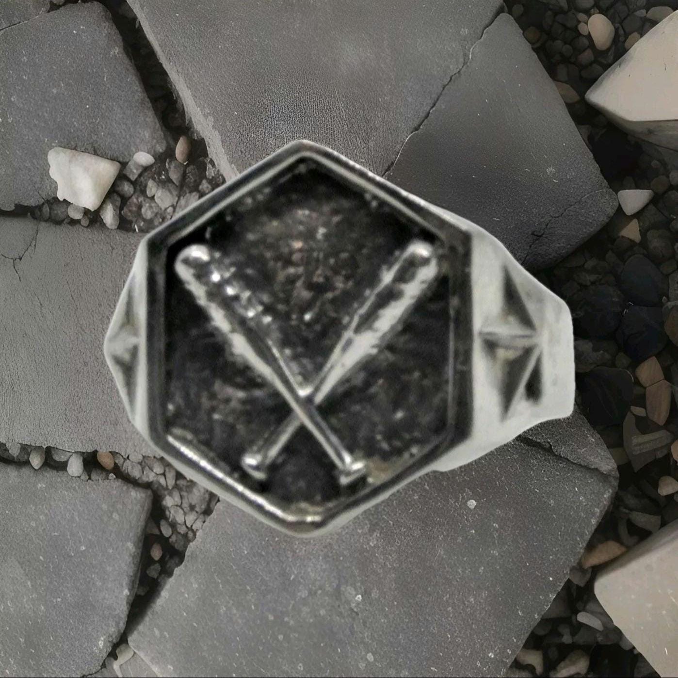 Baseball Spikes 925 Sterling Silver Ring - bold  Design - Biker Jewelry