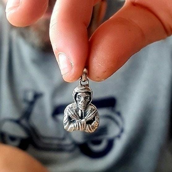 Punk horror Misfit music Pendant-Skull Unique design- Handmade 925 Silver