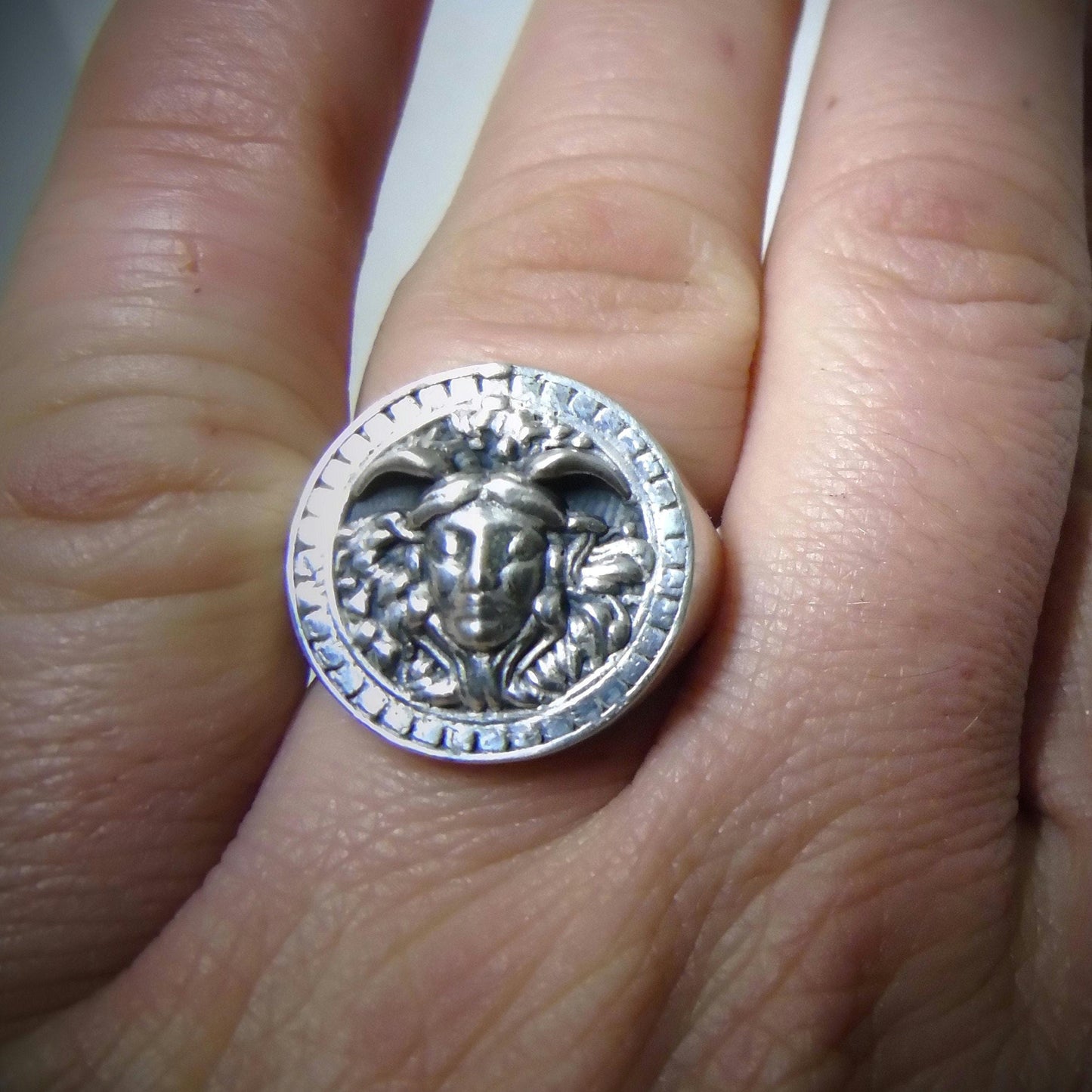 Handmade Sterling Silver Medusa Ring: Gothic Jewelry