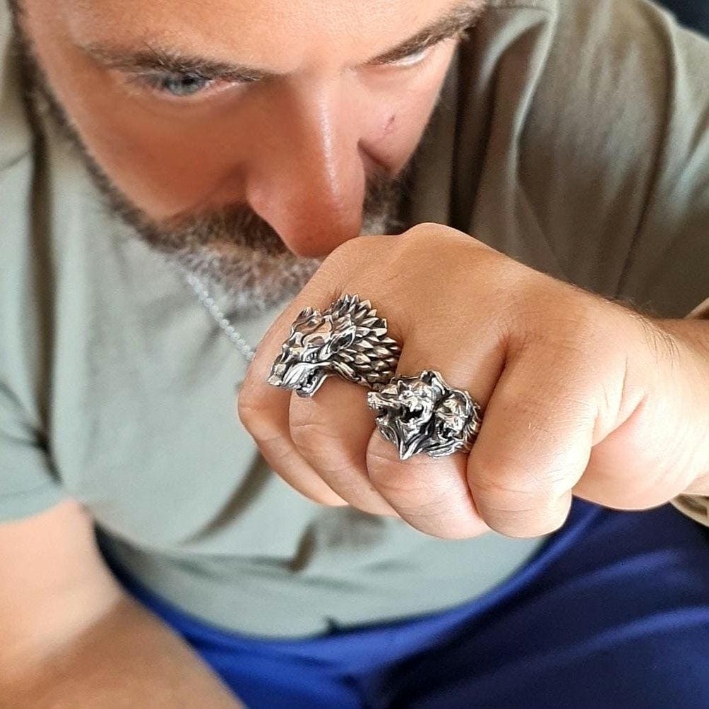 Cerberus Silver Ring • Three Headed Dog Mythology Jewelry • Greek God Hades Guardian Ring • Gothic Statement Gift for Him or Her