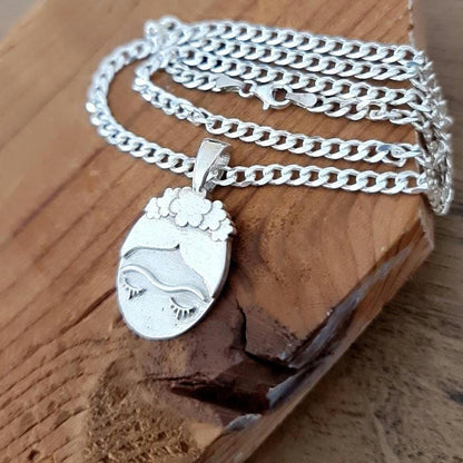 Frida Kahlo Pendant Necklace: 925 Sterling Silver, Iconic Mexican Painter
