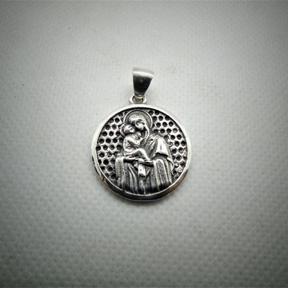 Handmade Sterling Silver Virgin Mary Pendant: Religious Icon