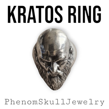 Handmade Kratos Ring: 925 Sterling Silver God of War, Gothic Gamer Jewelry