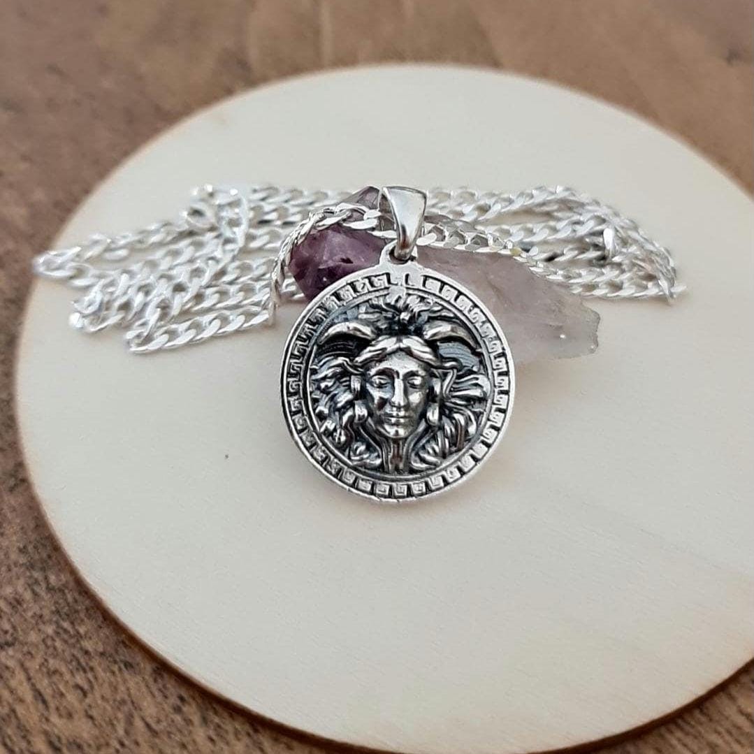 Greek Medusa Goddess Pendant  - sterling silver  captures the essence of Gorgon Medusa