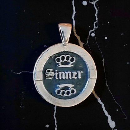 Sterling Silver Sinner Pendant: Gothic Unisex Jewelry