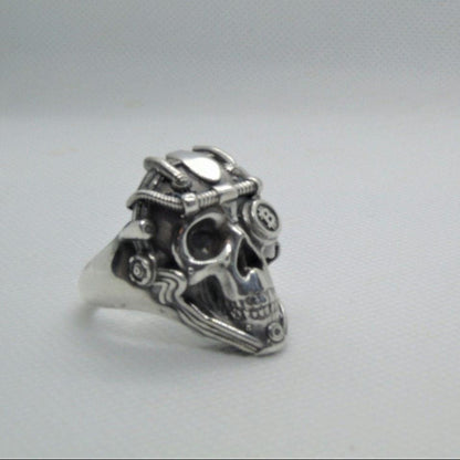 Handmade Sterling Silver Bitcoin Skull Ring: Gothic Crypto Jewelry