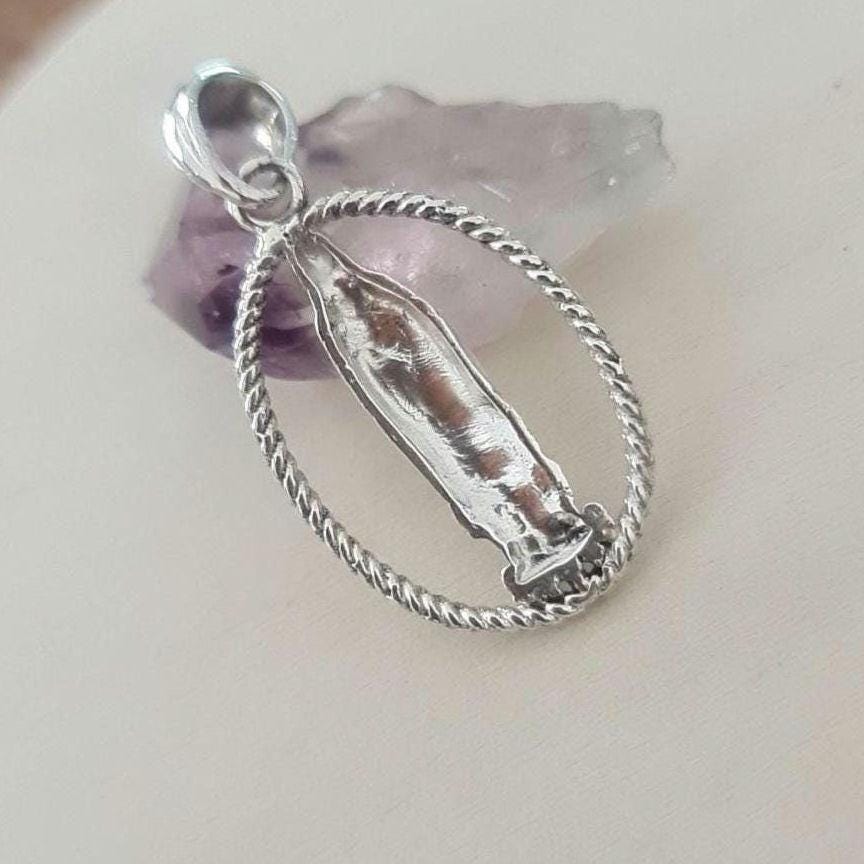 Santa Muerte Pendant with Frame 925 Silver - Grim Reaper Necklace for the Bold & Iconoclastic