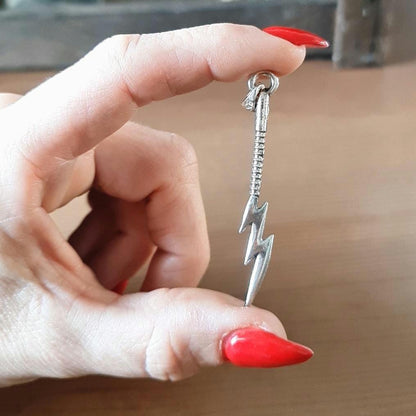 Sterling Silver Lightning Bolt Pendant: Mythical Thunder Flash Necklace