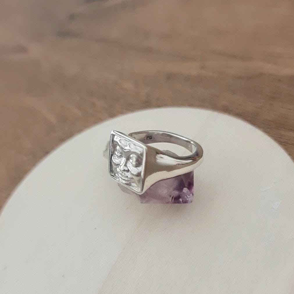 Handmade Sterling Silver Square Face Ring: Minimalist Design