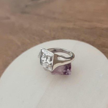 Handmade Sterling Silver Square Face Ring: Minimalist Design
