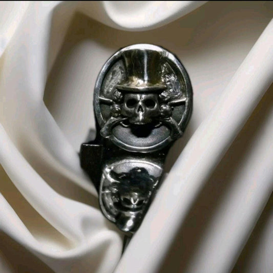 Guns & Roses Skull ring-Unique design-Biker ring-Handmade 925 Silver -20 grams-unique gift