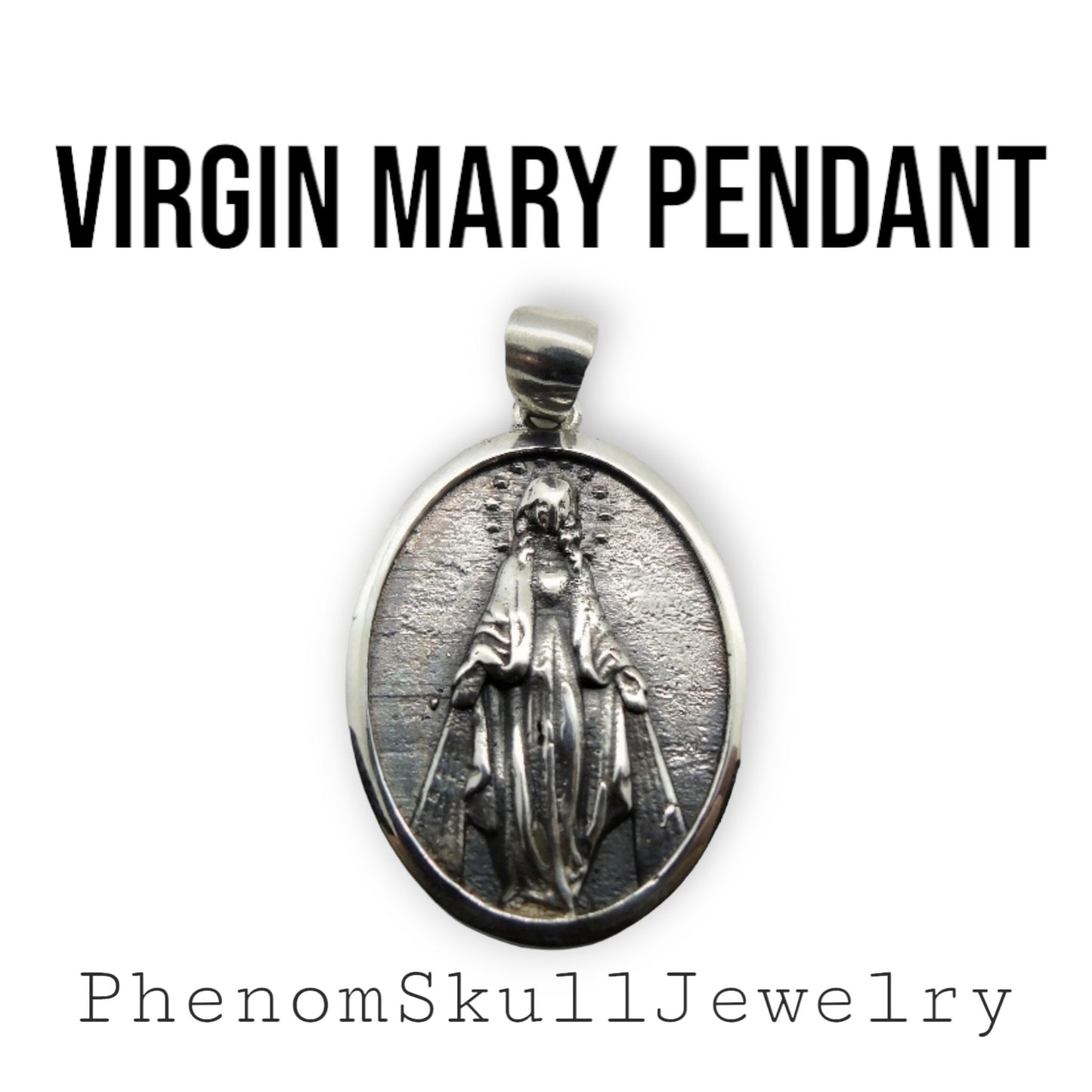 Virgin Mary Pendant - Mother of All - Religious Symbol of Protection  Silver Jewelry
