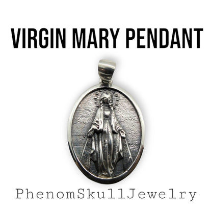 Virgin Mary Pendant - Mother of All - Religious Symbol of Protection  Silver Jewelry