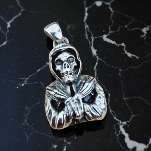 Punk horror Misfit music Pendant-Skull Unique design- Handmade 925 Silver