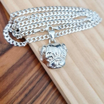 Handmade Sterling Silver Pug Pendant: Minimalist Dog Lover Gift