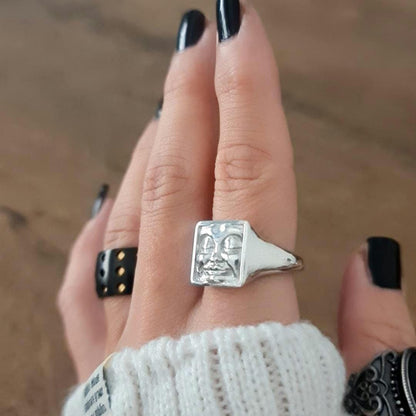 Handmade Sterling Silver Square Face Ring: Minimalist Design