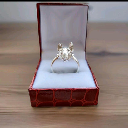 Detailed Bull Terrier Dog Band Ring 925 - Sterling Silver Handmade Animal Jewelry  -