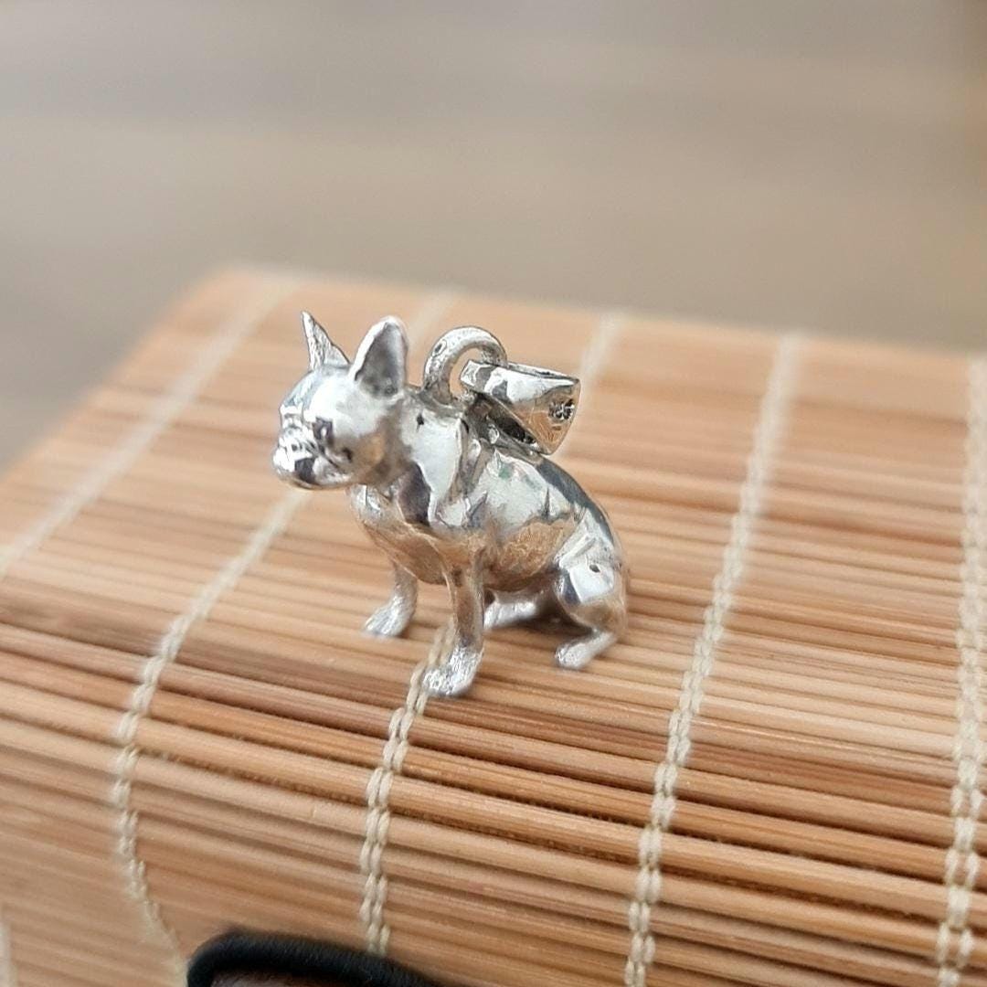 French Bulldog figurine Necklace  Animal Pendant  925 Silver - High-Detailed Solid  - Gift for Frenchay Lovers