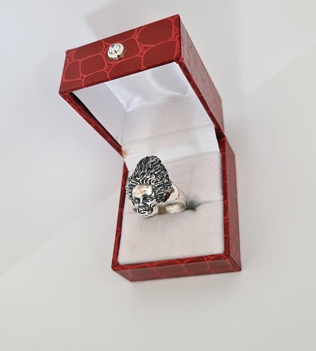 Handcrafted Gothic Frankenstein's Bride Sterling Silver Ring - Horror Enthusiast Gift