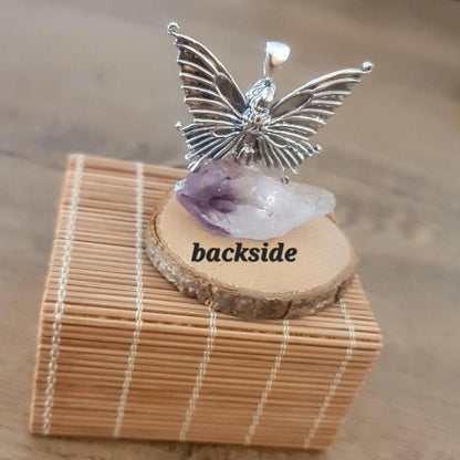 Handmade Sterling Silver Fairy Pendant Necklace: Winged Fantasy Charm