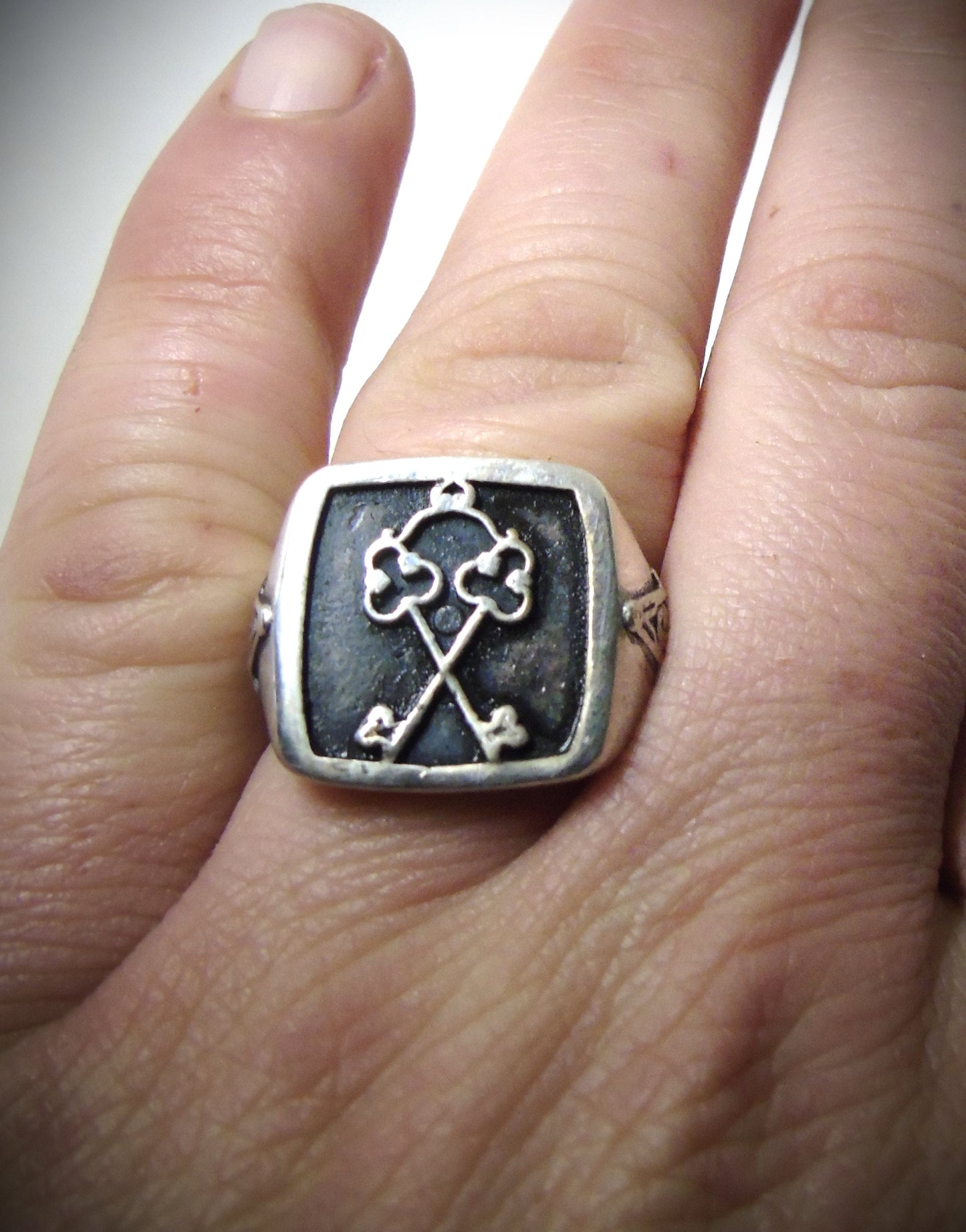 Handmade Sterling Silver Masonic Ring: Freemason Symbol, Gothic Style