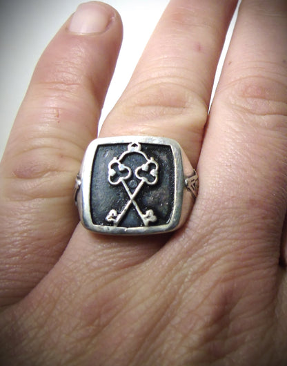 Handmade Sterling Silver Masonic Ring: Freemason Symbol, Gothic Style