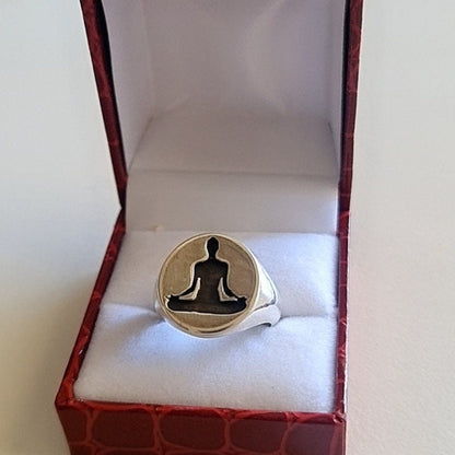 Handmade 925 Silver Yoga Ring: Meditation Pose Design